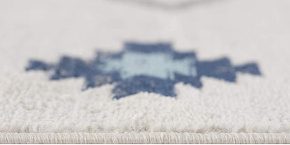 5' X 7' Blue and Ivory Southwestern Area Rug