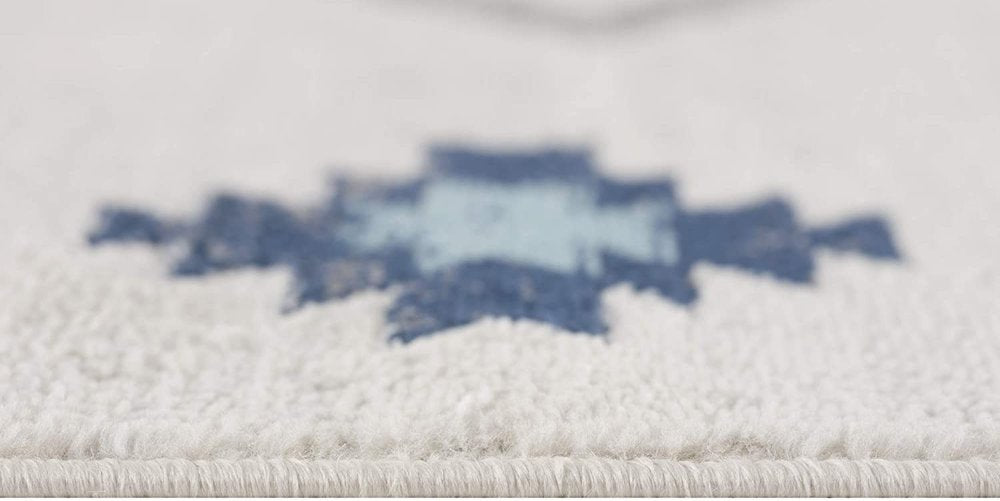 13' Blue And Ivory Southwestern Runner Rug