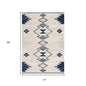 13' Blue And Ivory Southwestern Runner Rug