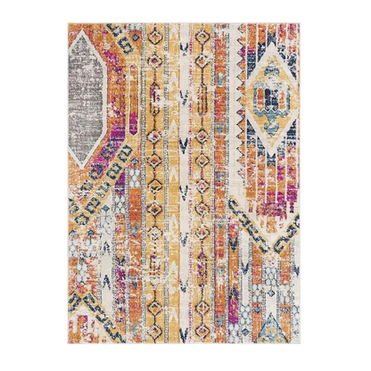 10' Gold And Ivory Southwestern Runner Rug