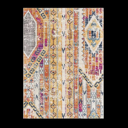 10' Gold And Ivory Southwestern Runner Rug