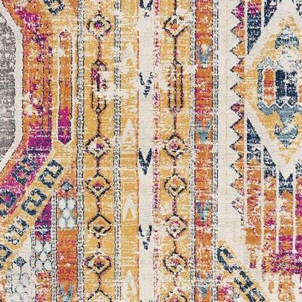 6' X 9' Gold and Ivory Southwestern Area Rug