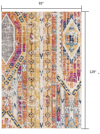 13' Runner Gold and Ivory Southwestern Runner Rug