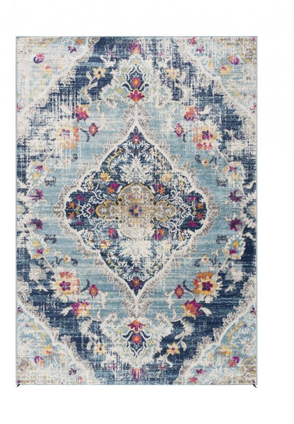 12' X 18' Blue Oriental Washable Non Skid Area Rug