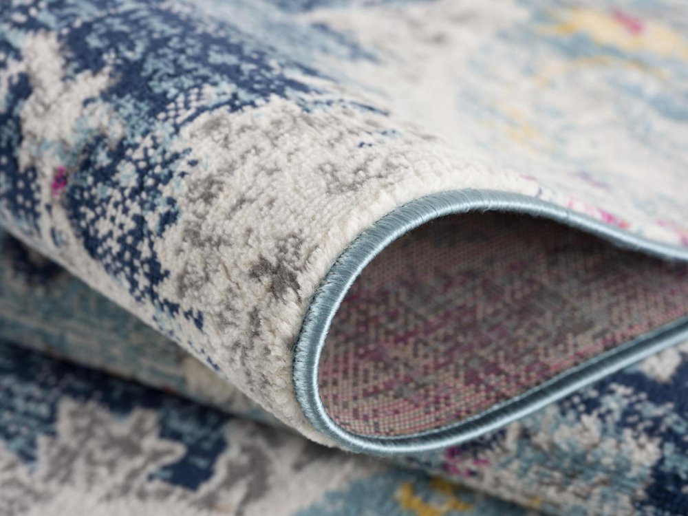 10' Blue And Ivory Medallion Runner Rug