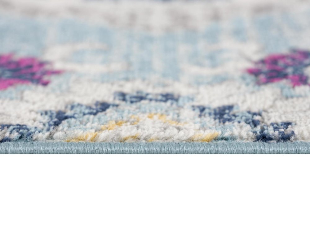 10' Blue And Ivory Medallion Runner Rug