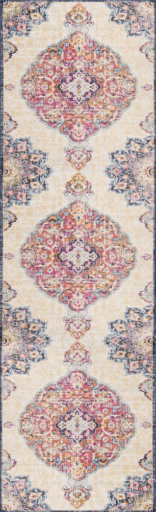 9' X 13' Cream Decorative Medallion Area Rug
