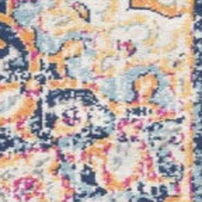 10' Blue And Beige Medallion Runner Rug