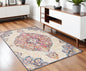 10' Runner Blue and Beige Medallion Runner Rug