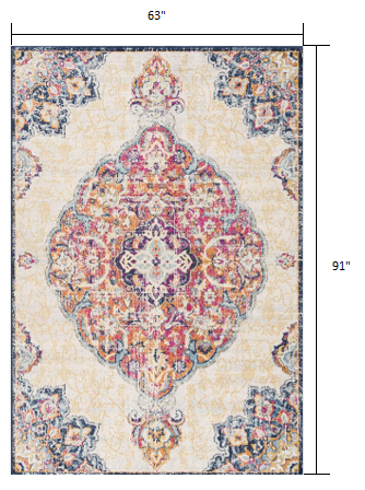 10' Runner Blue and Beige Medallion Runner Rug