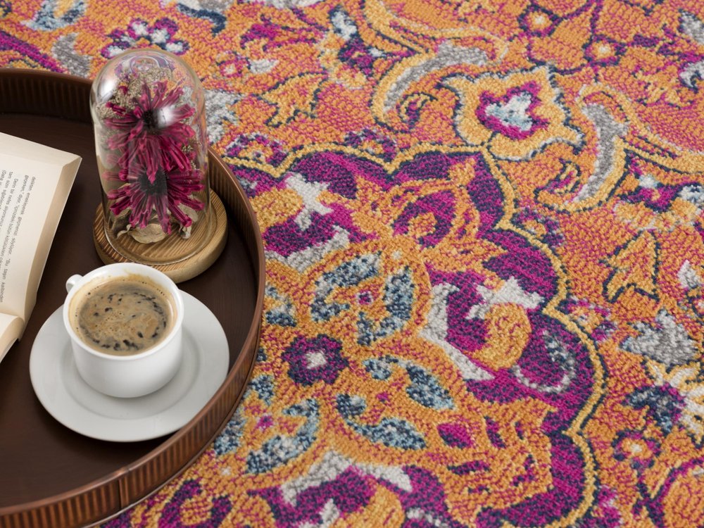 2' X 6' Rustic Orange Medallion Area Rug