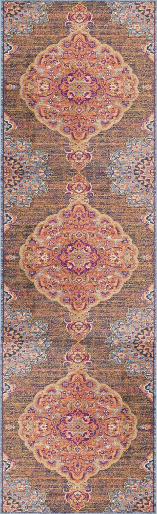 4' X 6' Rustic Orange Medallion Area Rug