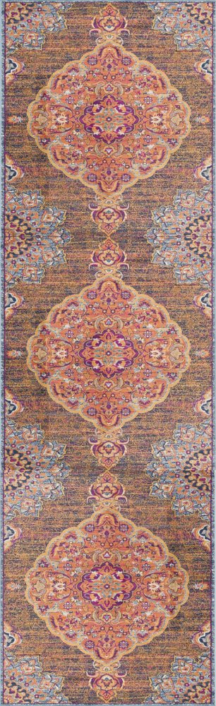 5' X 8' Rustic Orange Medallion Area Rug