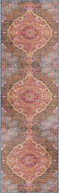 2' X 6' Rustic Orange Medallion Area Rug