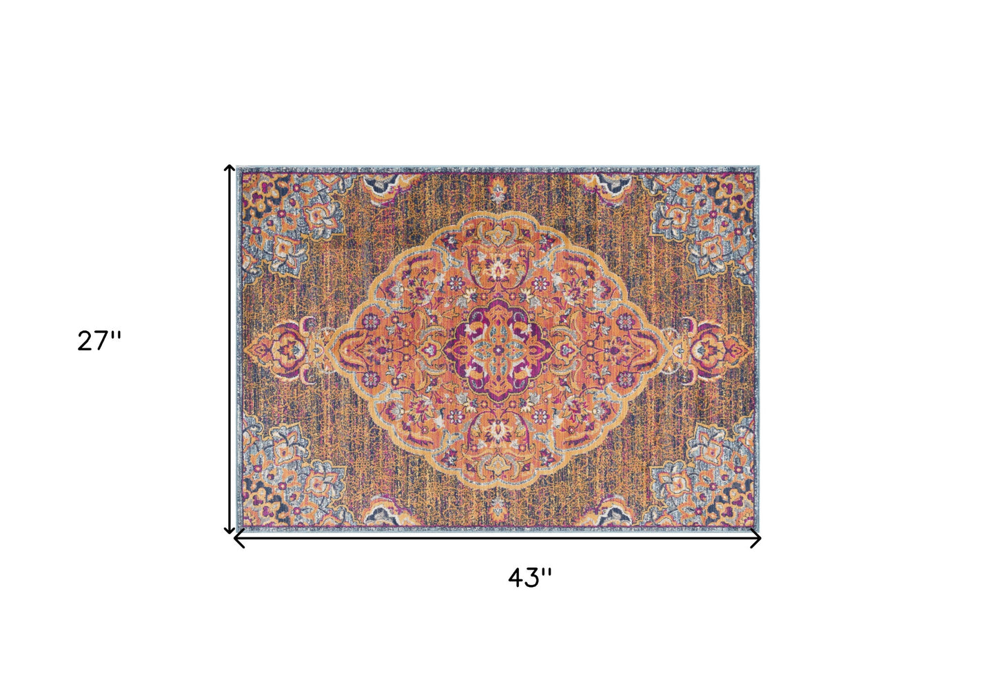 2' X 10' Rustic Orange Medallion Runner Rug