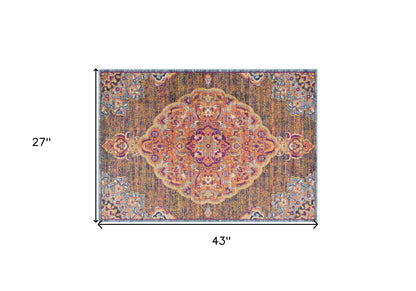 2' X 10' Rustic Orange Medallion Runner Rug