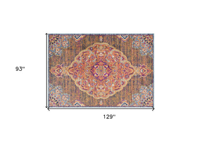 2' X 10' Rustic Orange Medallion Runner Rug