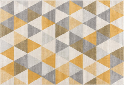 12' X 18' Yellow Geometric Washable Non Skid Area Rug