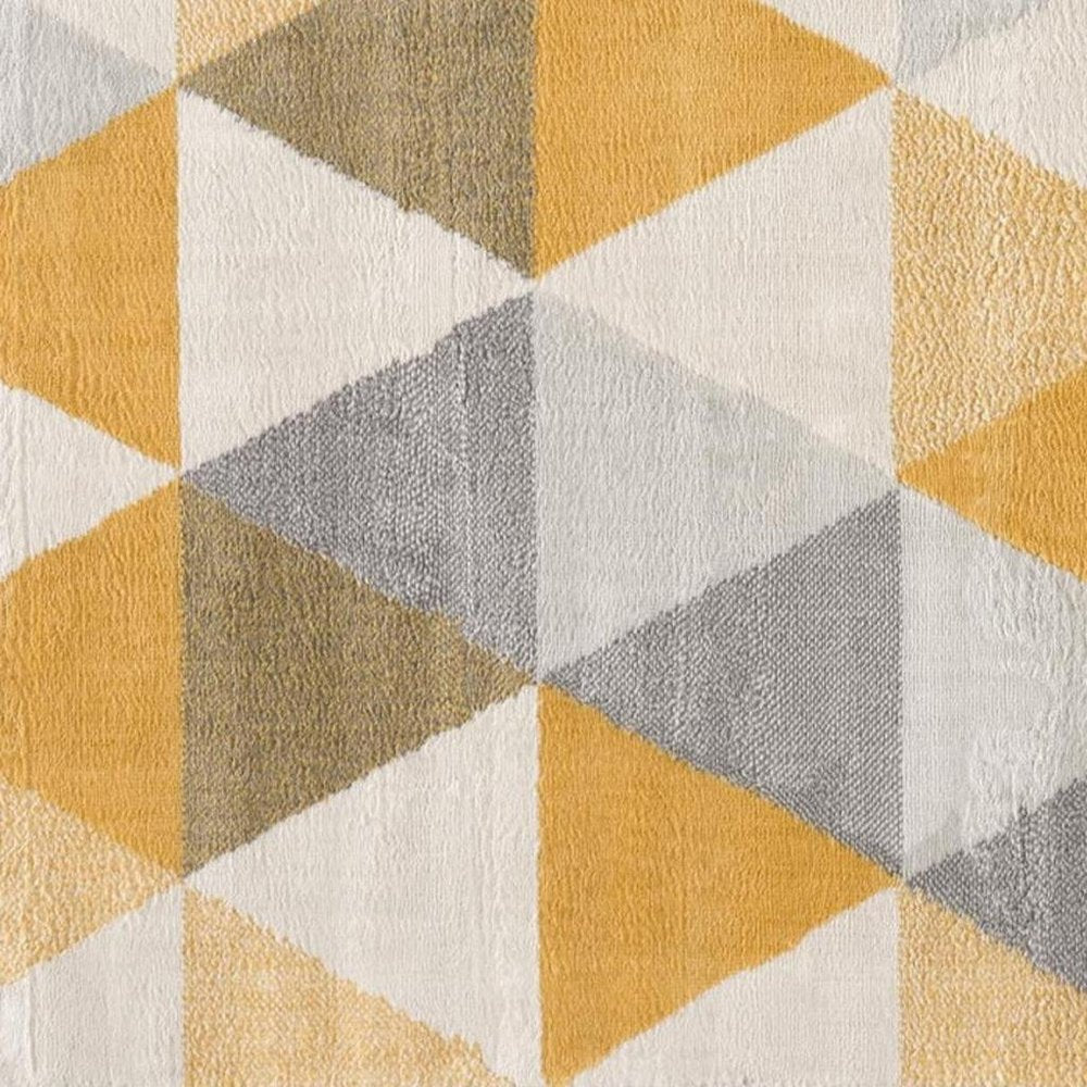 12' X 18' Yellow Geometric Washable Non Skid Area Rug