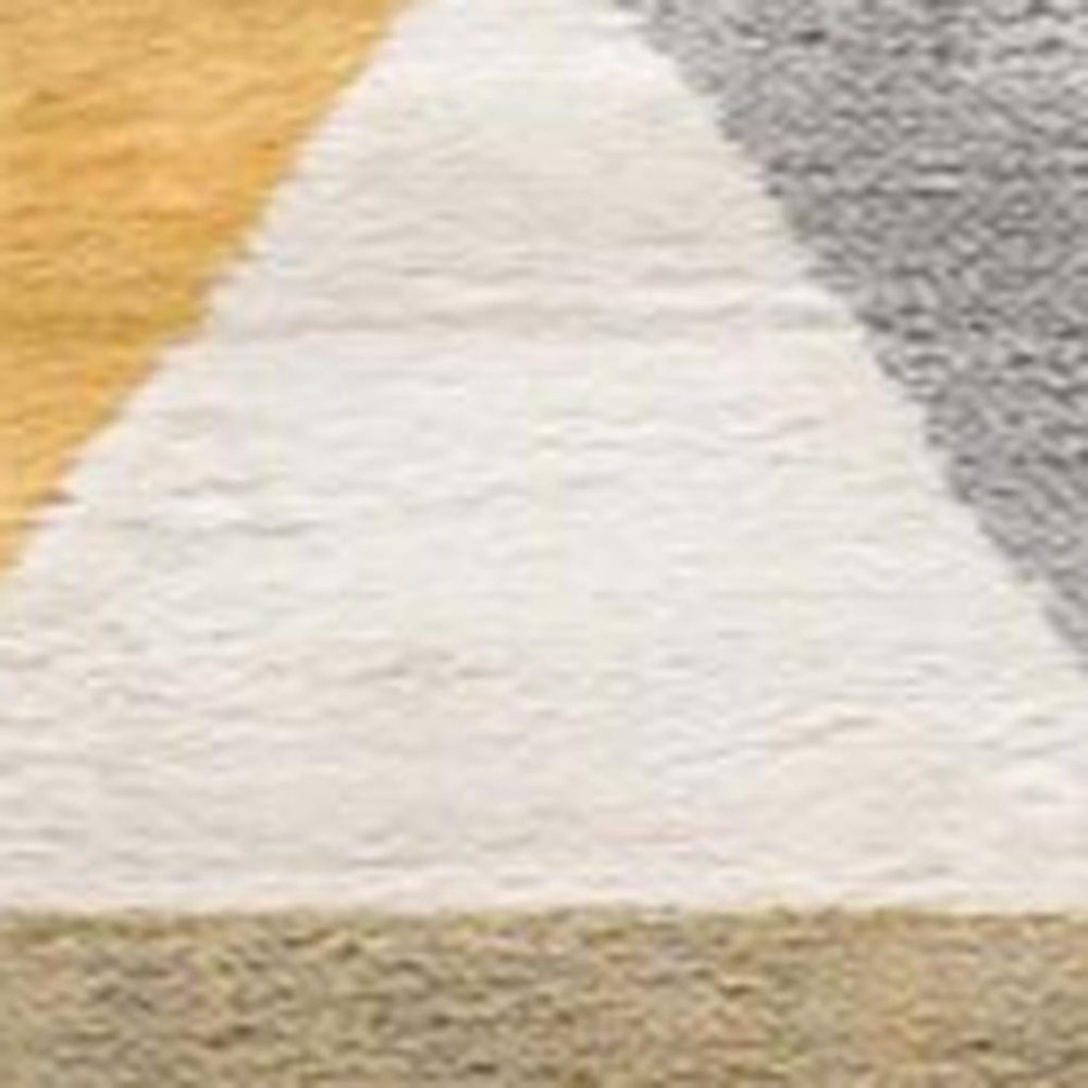 10' Yellow And Ivory Geometric Runner Rug