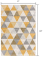 10' Yellow And Ivory Geometric Runner Rug