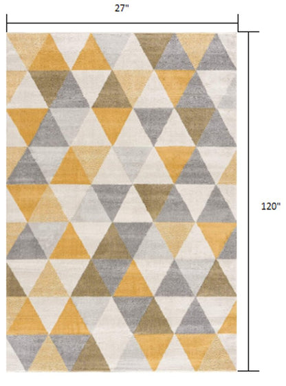 5' X 7' Yellow and Ivory Geometric Area Rug