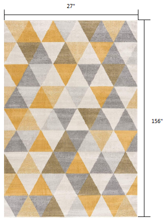 8' Runner Yellow and Ivory Geometric Runner Rug