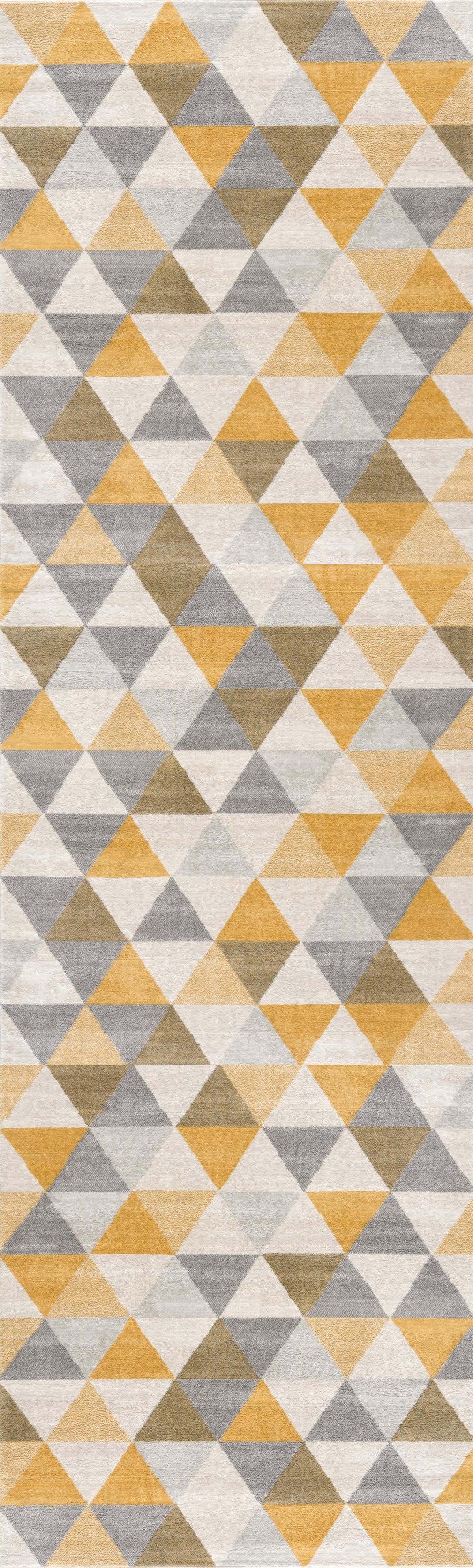 8' Runner Yellow and Ivory Geometric Runner Rug