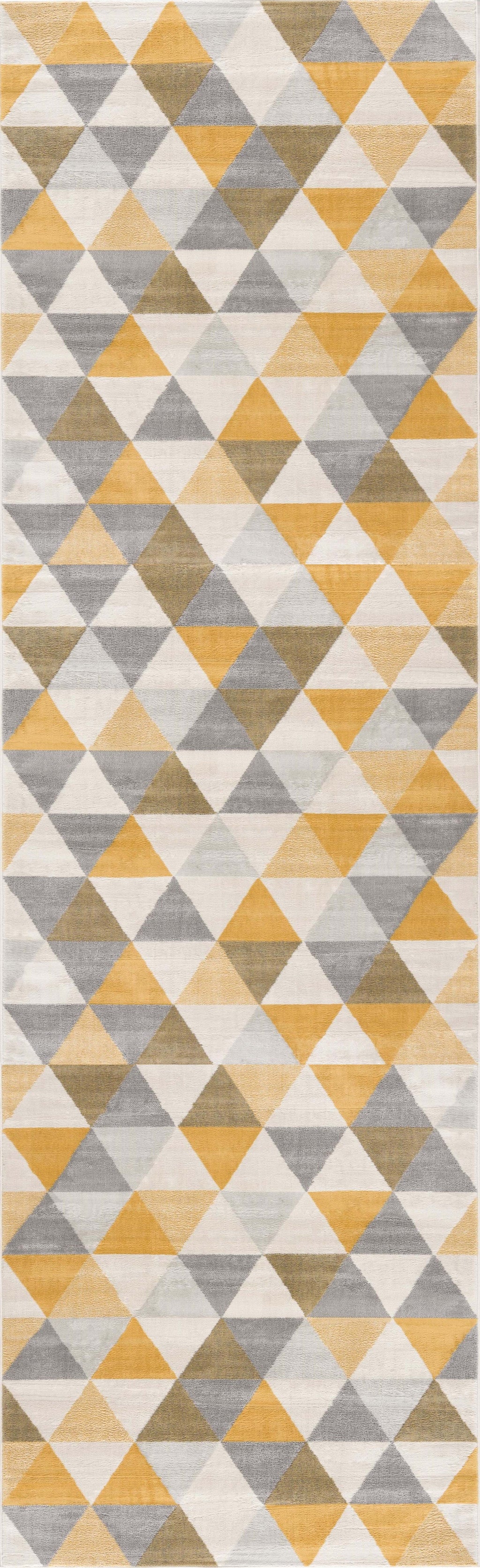 8' Runner Yellow and Ivory Geometric Runner Rug