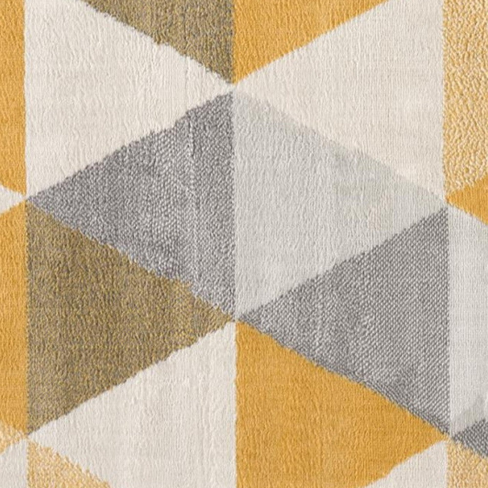 8' Runner Yellow and Ivory Geometric Runner Rug