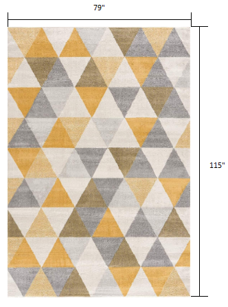 8' Runner Yellow and Ivory Geometric Runner Rug