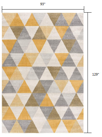 8' Runner Yellow and Ivory Geometric Runner Rug