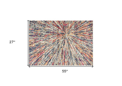 2' X 4' Cream Abstract Area Rug