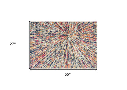 2' X 4' Cream Abstract Area Rug