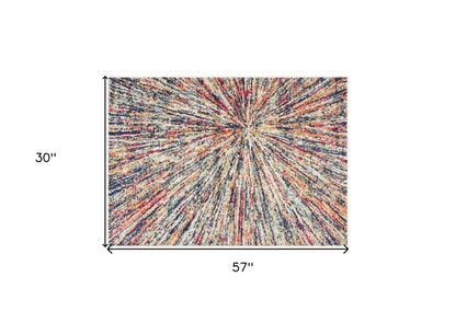 2' X 4' Cream Abstract Area Rug