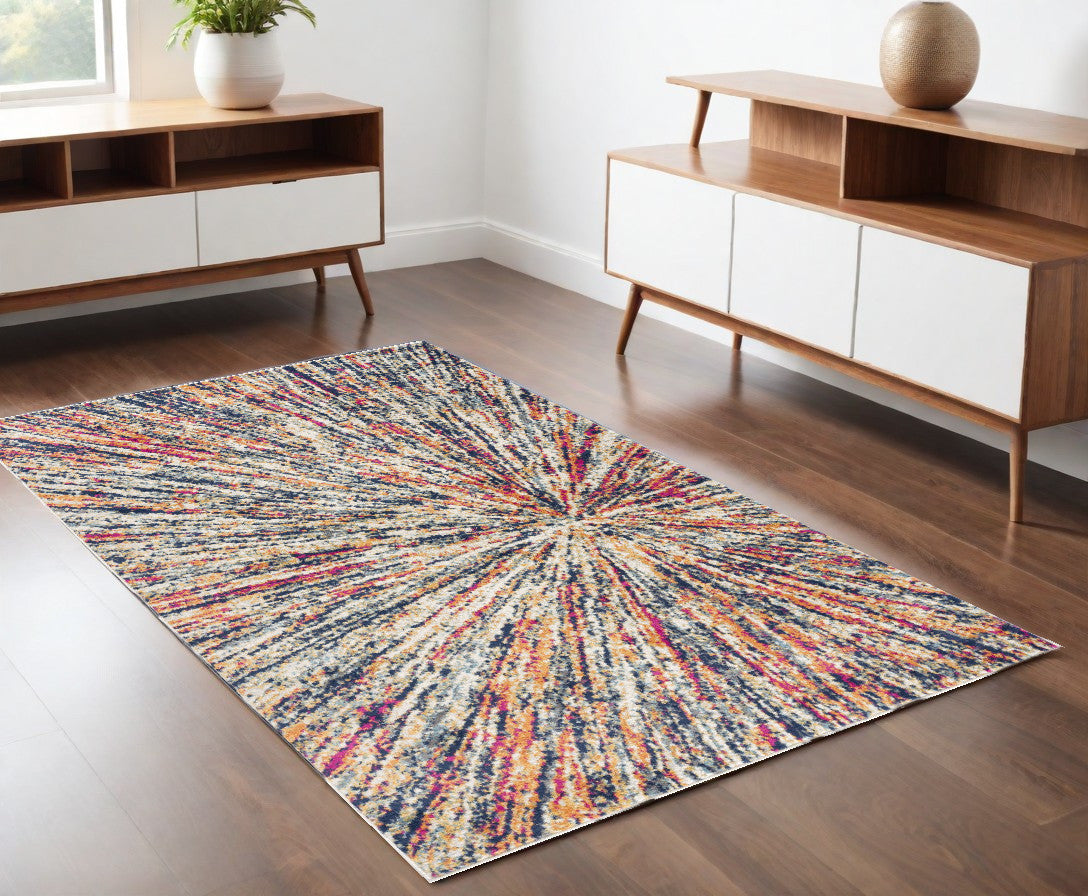 3' X 5' Cream Abstract Area Rug