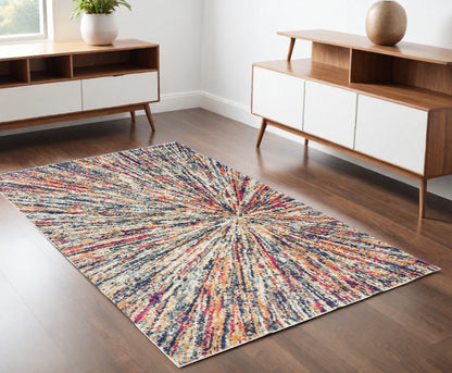 3' X 5' Cream Abstract Area Rug