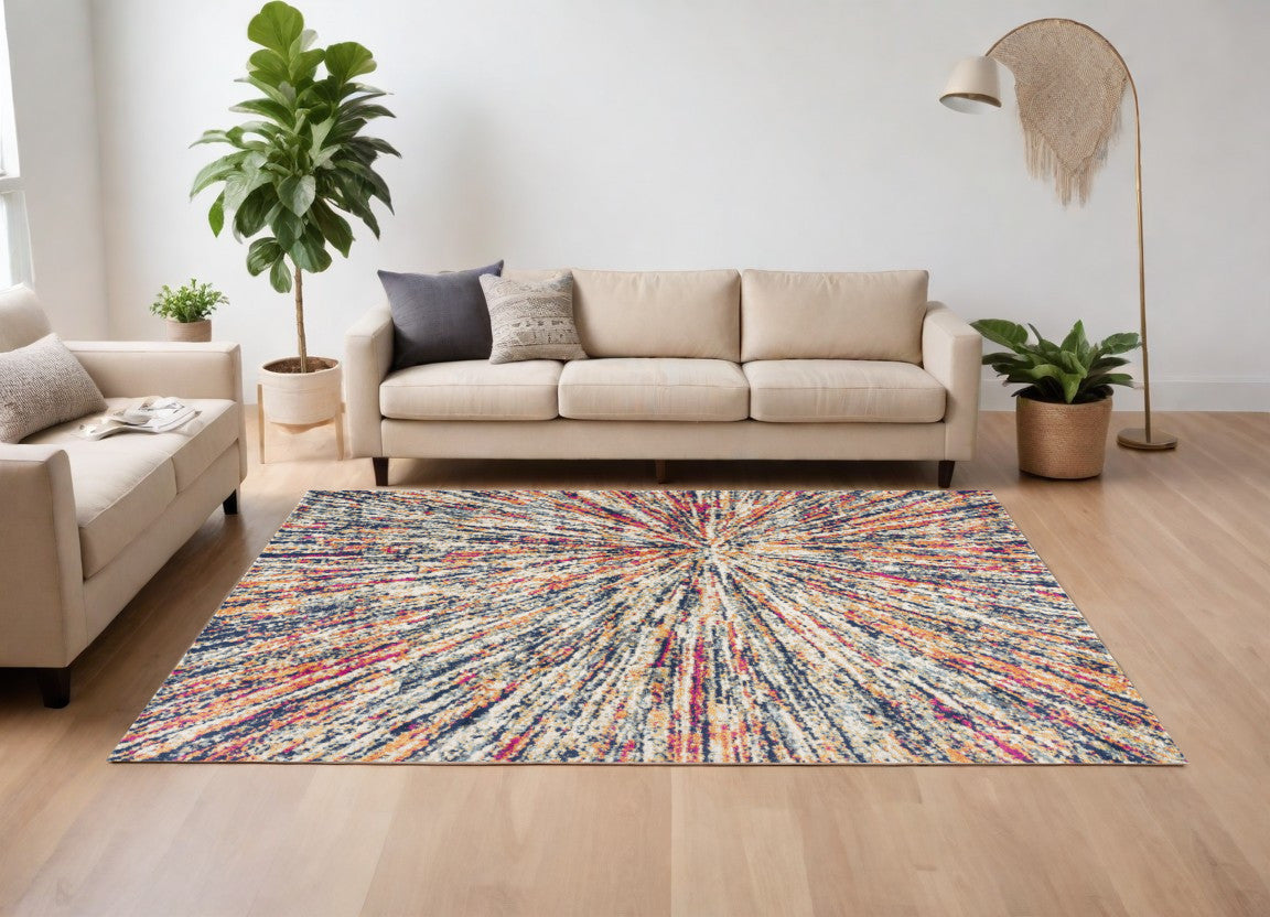 3' X 5' Cream Abstract Area Rug