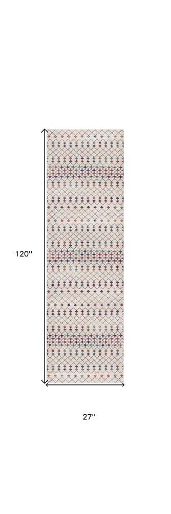 5' X 8' White Modern Geometric Grid Area Rug