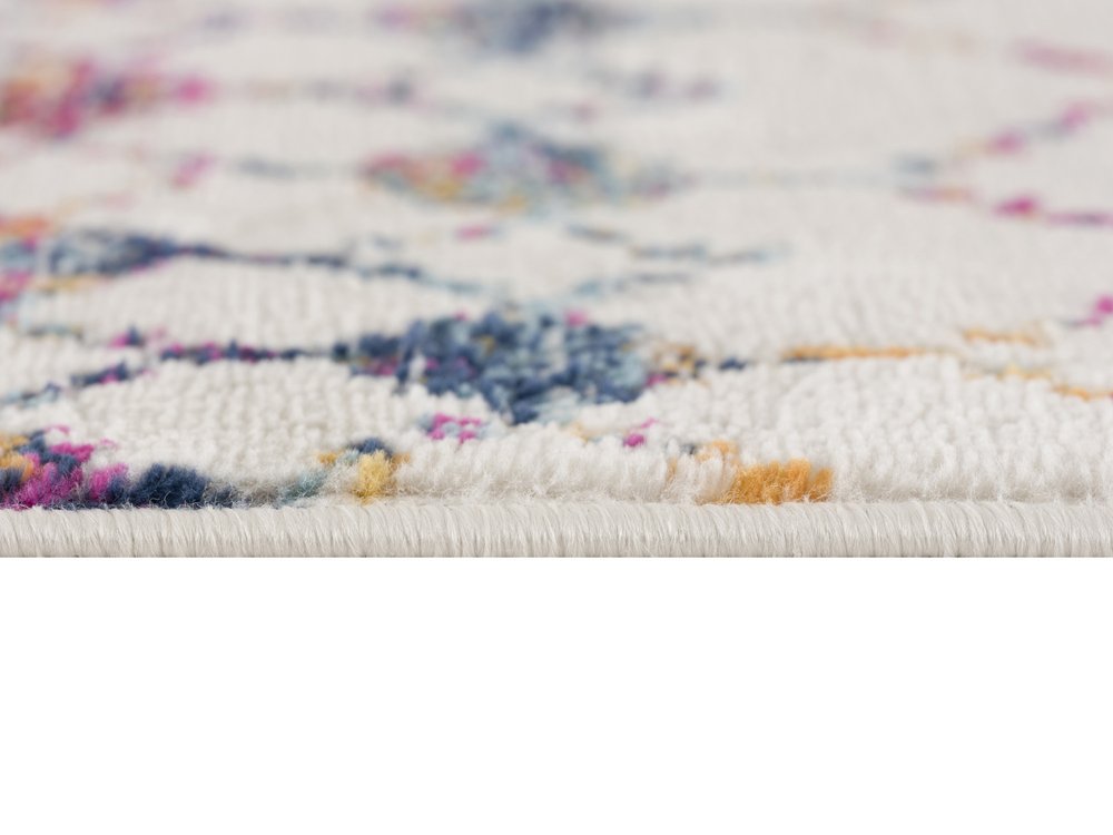 8' Blue And Ivory Ikat Runner Rug