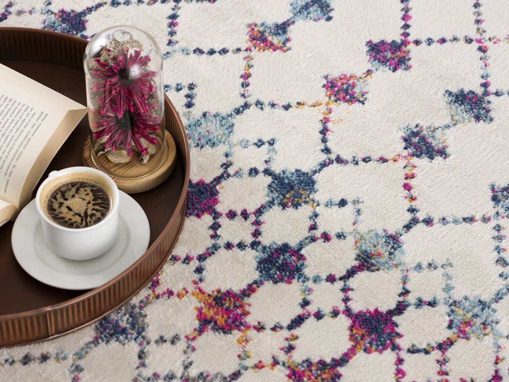 10' Blue And Ivory Ikat Runner Rug