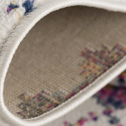 8' Blue And Ivory Ikat Runner Rug