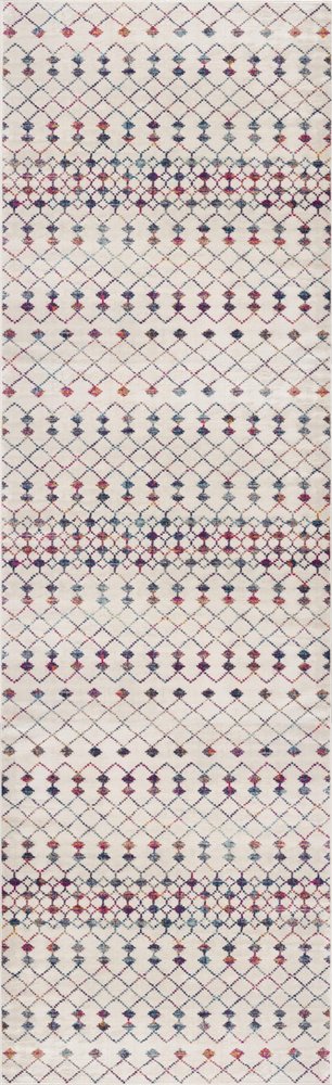 8' Blue And Ivory Ikat Runner Rug