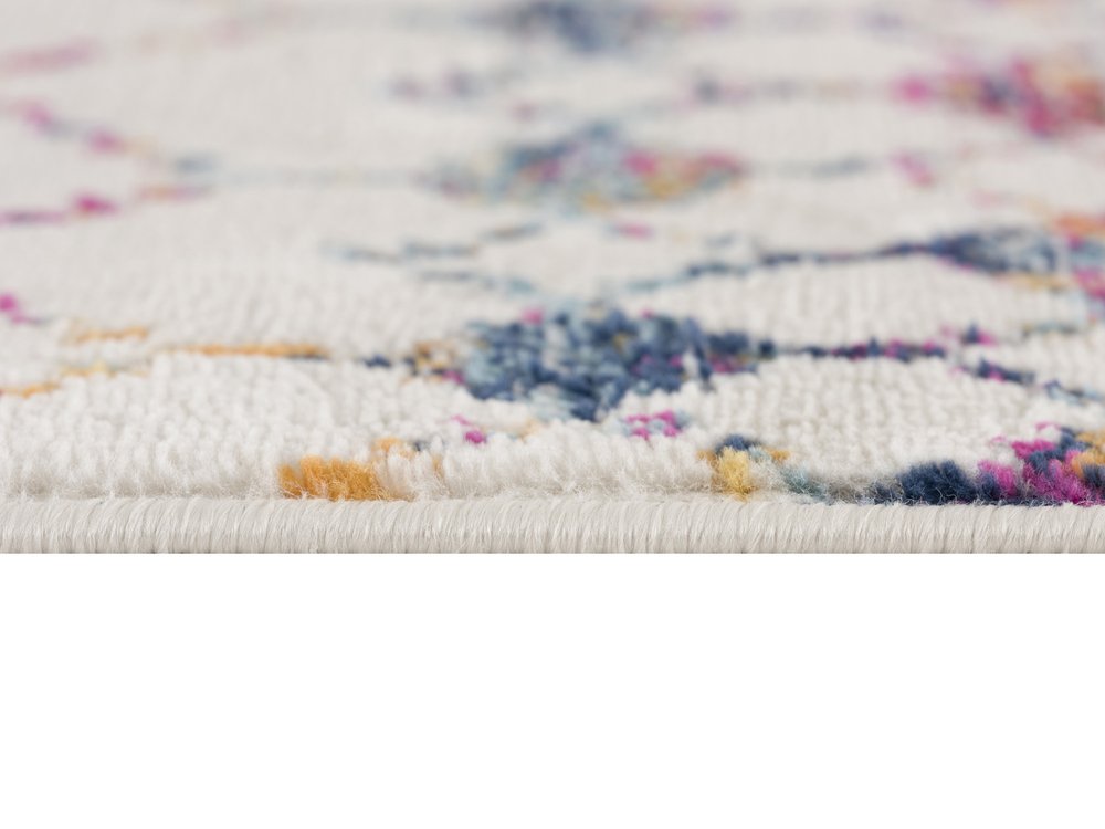 8' Blue And Ivory Ikat Runner Rug