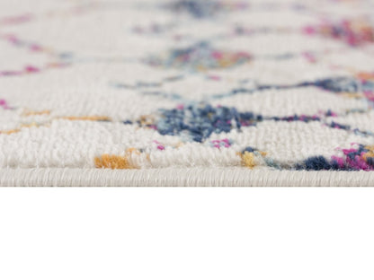 8' Blue And Ivory Ikat Runner Rug