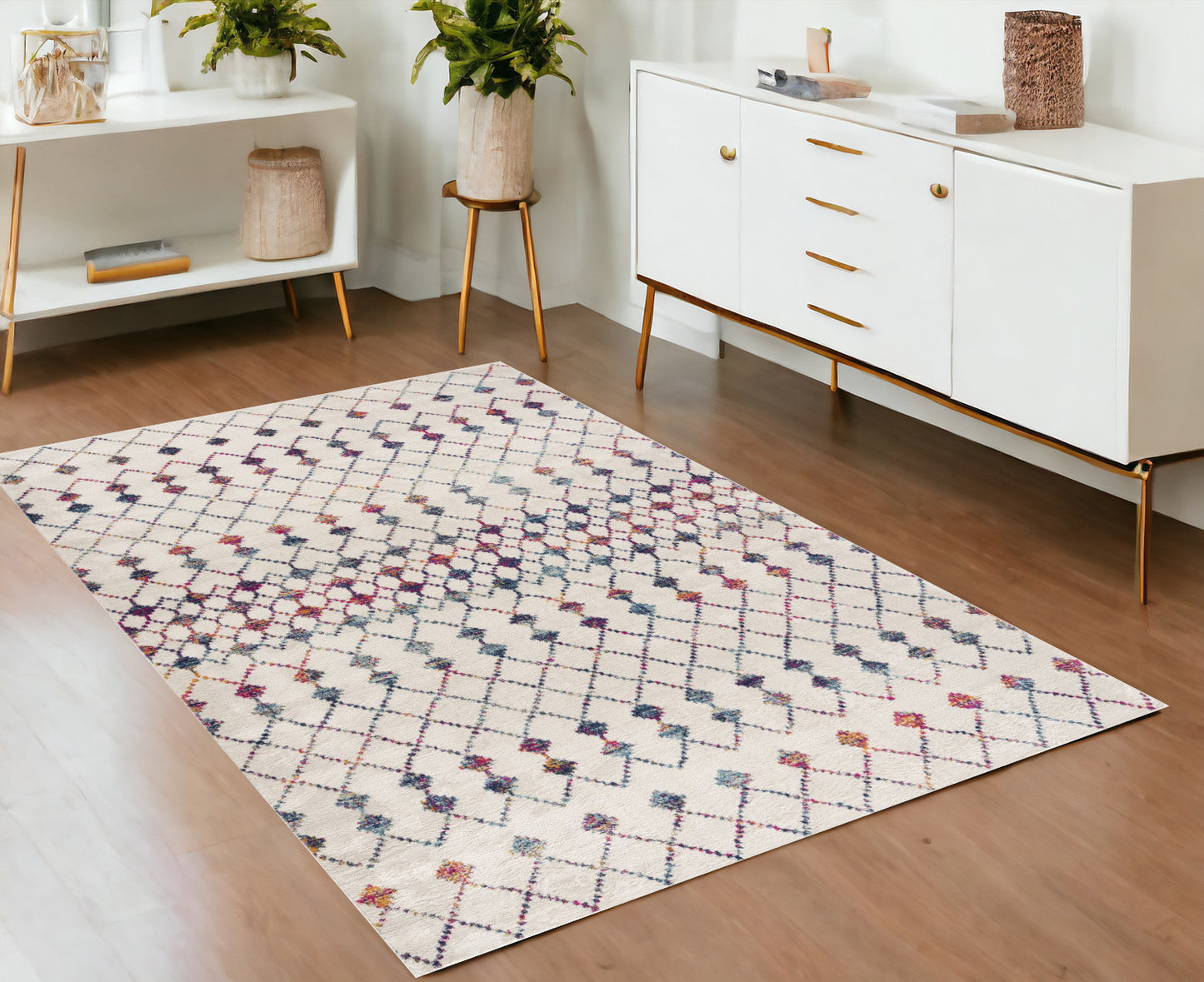 10' Cream Ikat Area Rug