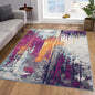 2' X 4' Gray Ivory And Magenta Abstract Area Rug