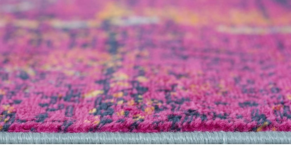 2' X 4' Gray Ivory And Magenta Abstract Area Rug
