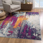 2' X 4' Gray Ivory And Magenta Abstract Area Rug