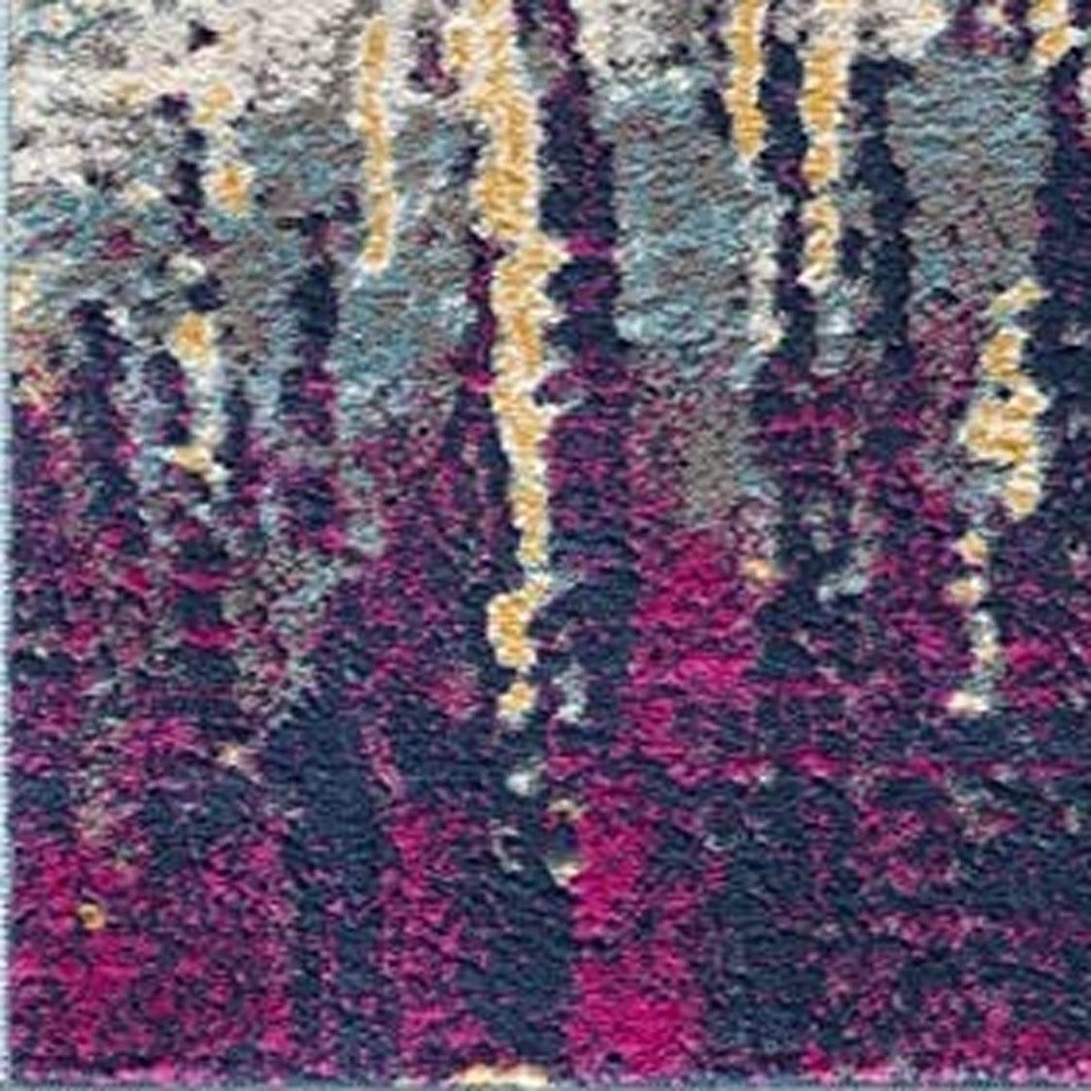 2' X 4' Gray Ivory And Magenta Abstract Area Rug